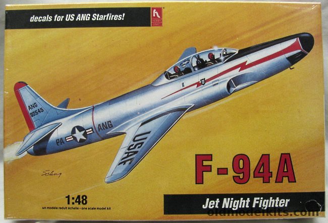 Hobby Craft 1/48 Lockheed F-94A Starfire - PA ANG or USAF Decals, HC1597 plastic model kit